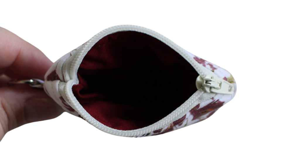 handmade cotton AirPod pouch white maroon flower