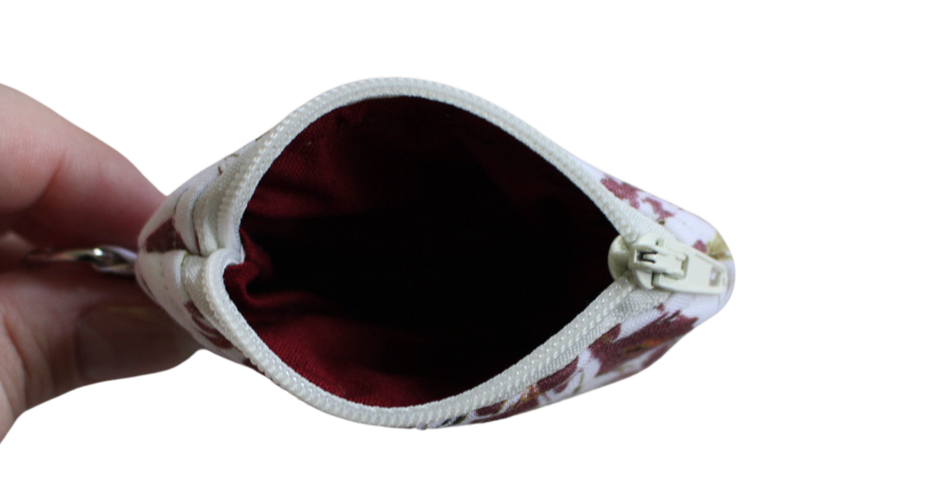 handmade cotton AirPod pouch white maroon flower