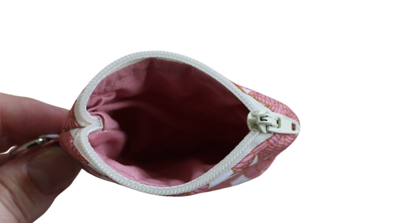 handmade cotton AirPod pouch pink white leaf