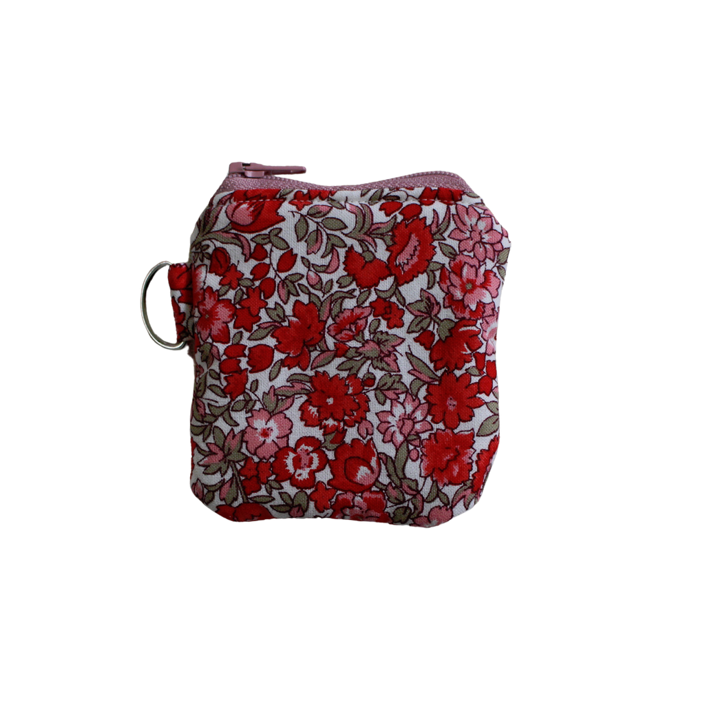 handmade cotton AirPod pouch pink red flower