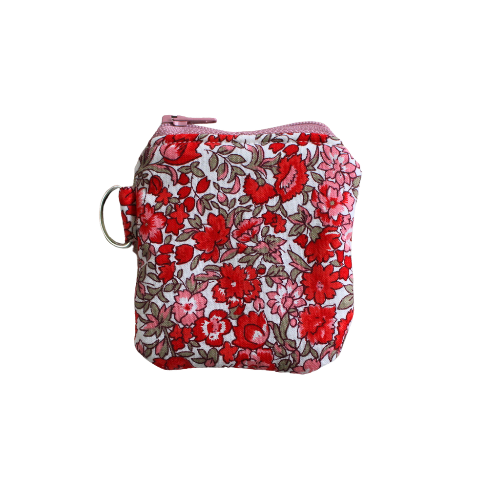 Floral-patterned pouch with red flowers airpod pouch