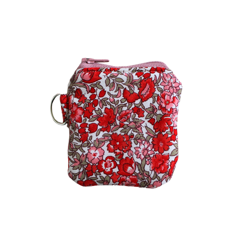 Floral-patterned pouch with red flowers airpod pouch