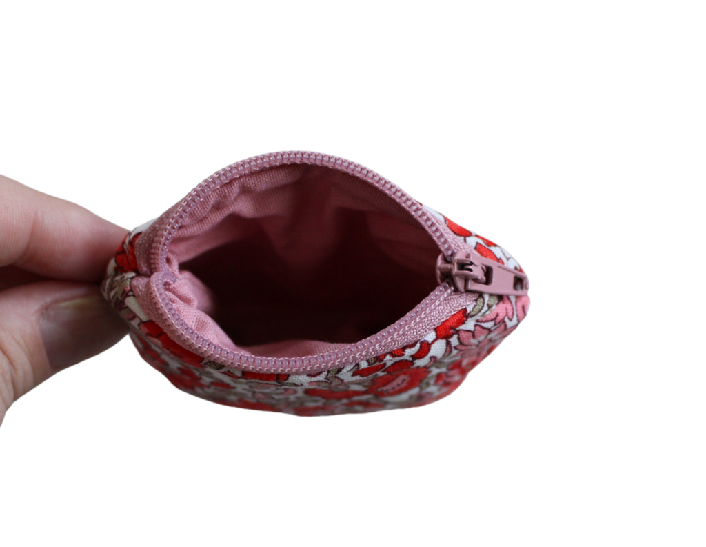 handmade cotton AirPod pouch pink red flower