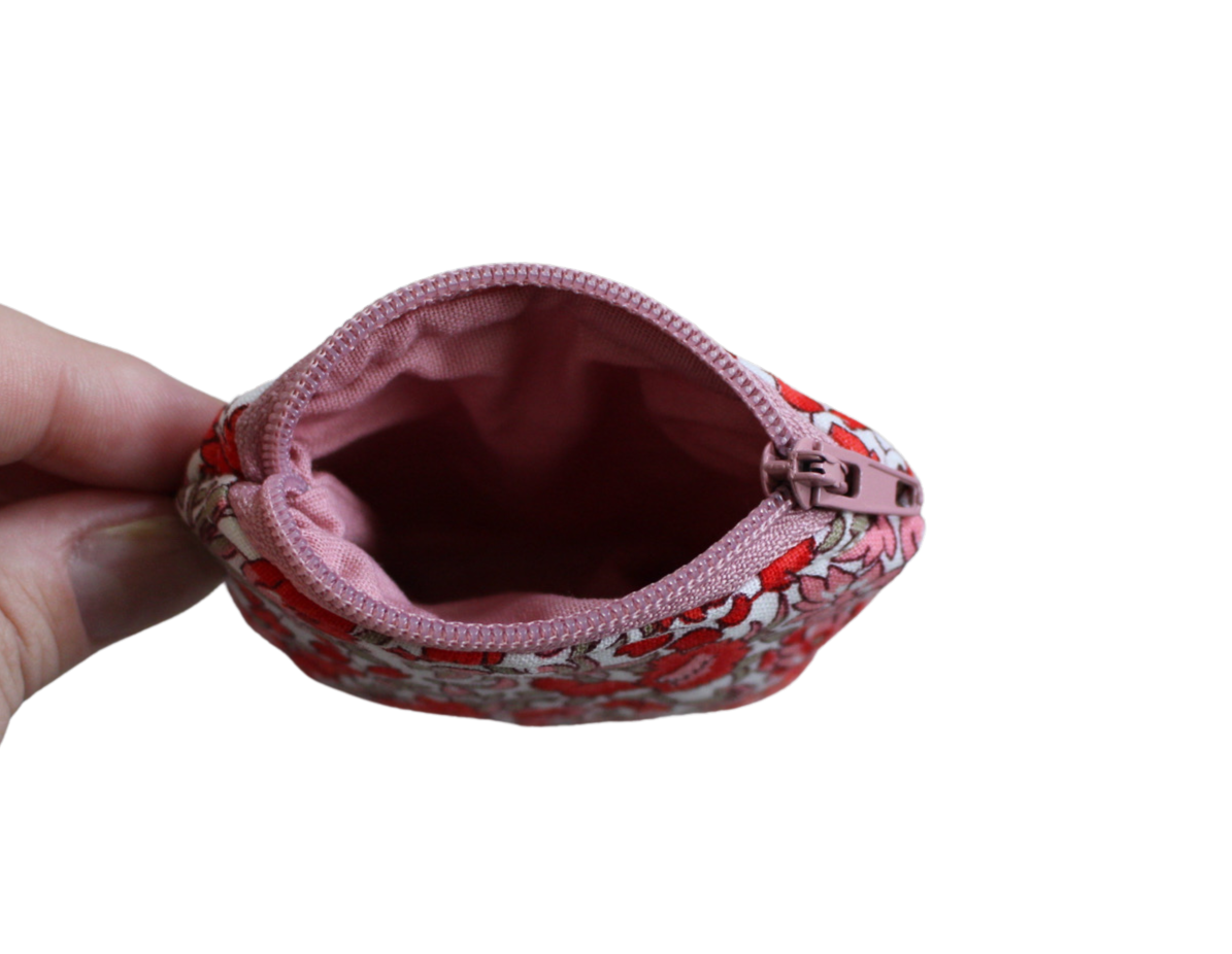 handmade cotton AirPod pouch pink red flower