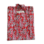 Floral-patterned bag with red flowers on a white background large book sleeve
