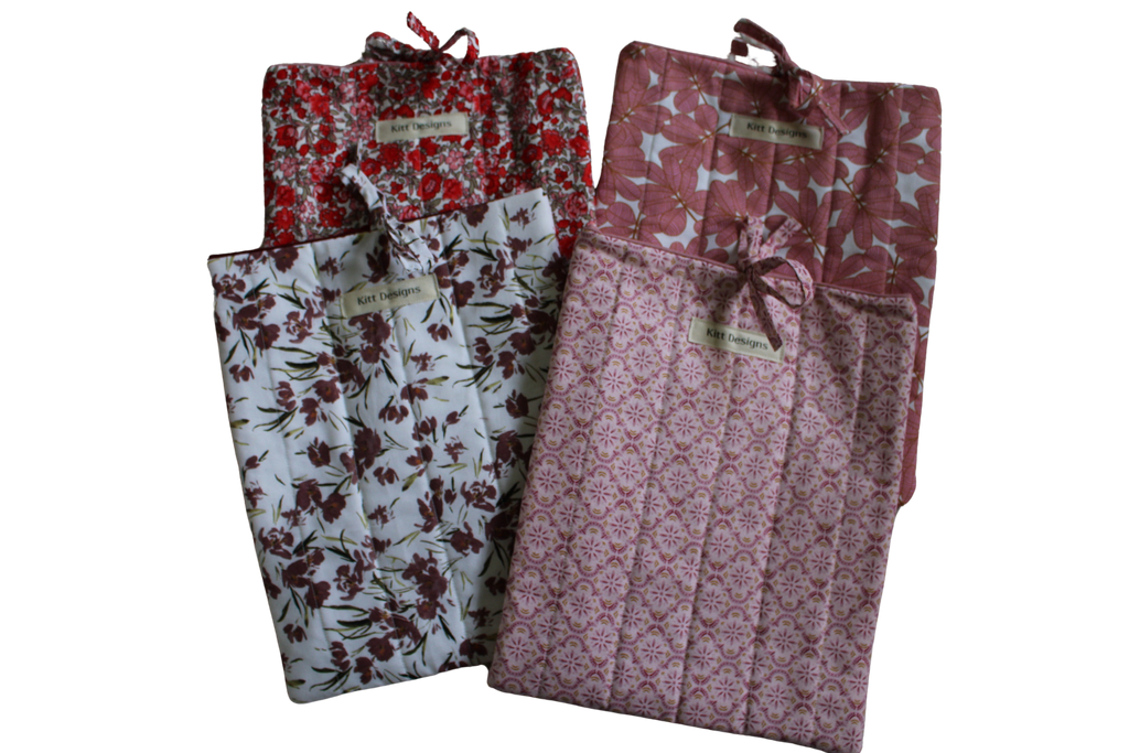 handmade cotton book sleeve tie pink pattern red flower 