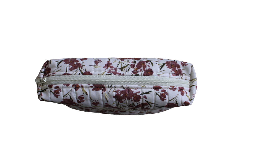handmade cotton coin pouch red pink flower 