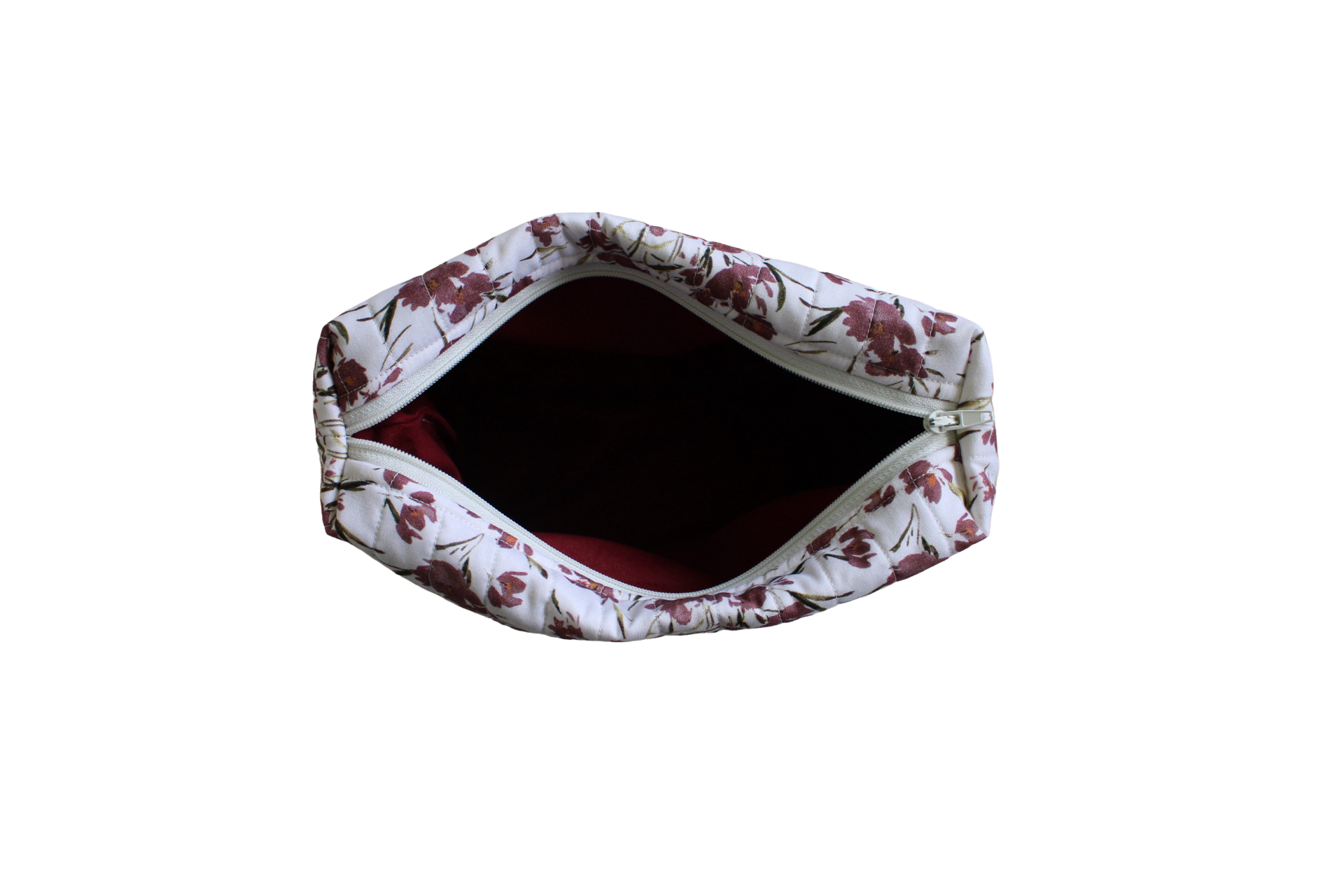 handmade cotton coin pouch red pink flower