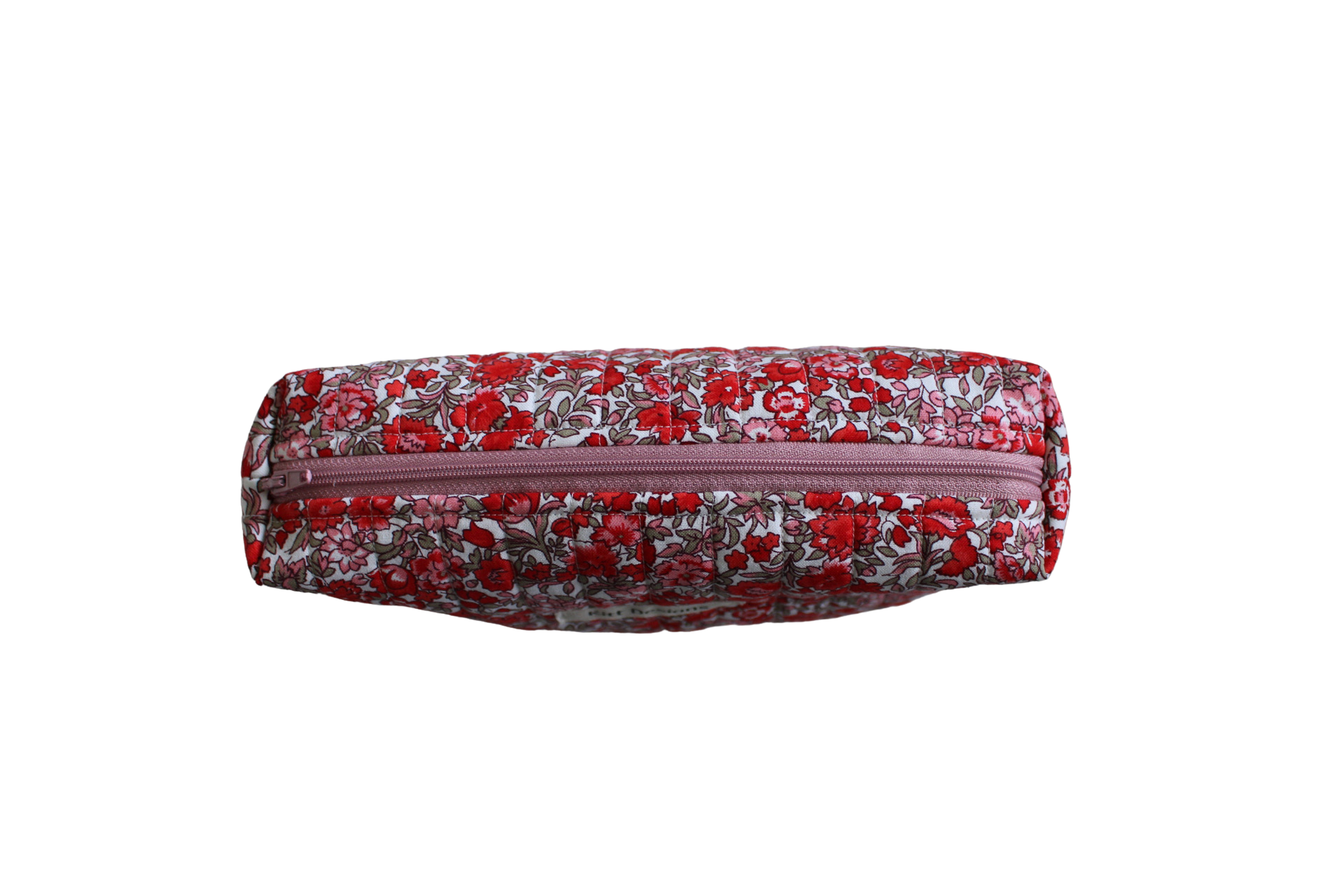 handmade cotton beauty pouch pink red flower makeup
