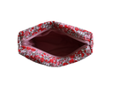 handmade cotton beauty pouch pink red flower makeup