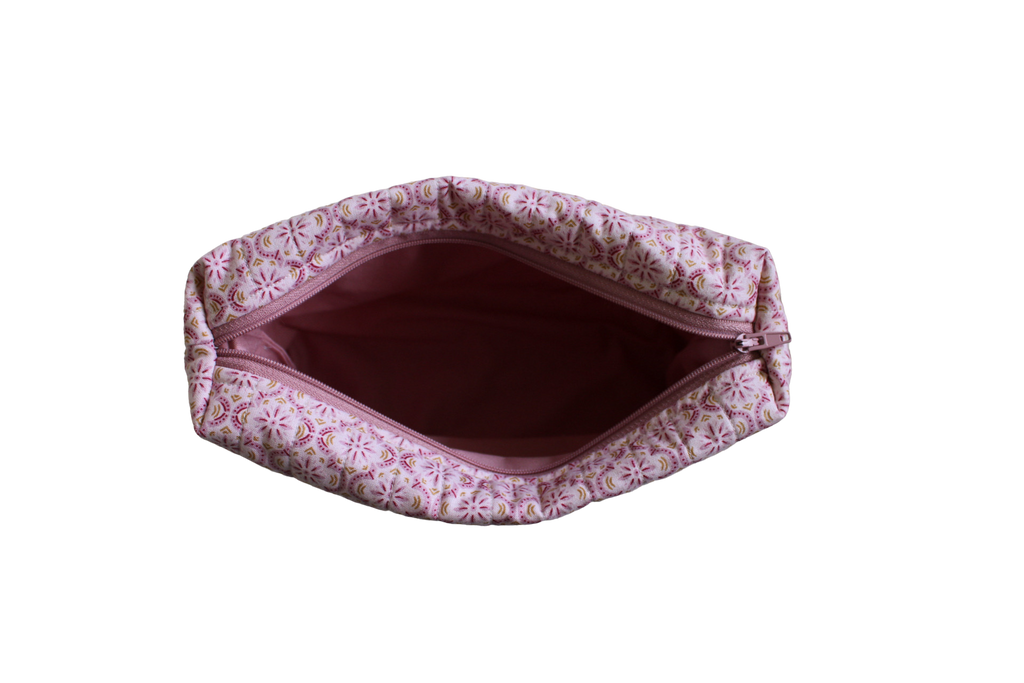 handmade cotton beauty pouch pink