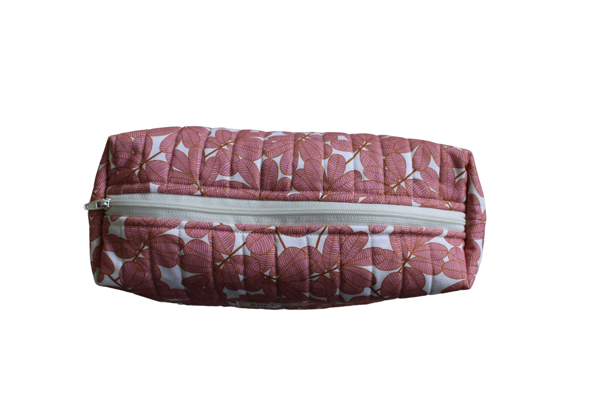 handmade cotton travel pouch pink white leaf