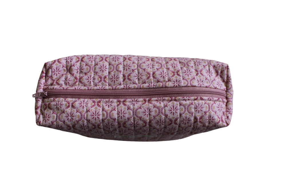 handmade cotton travel pouch pink