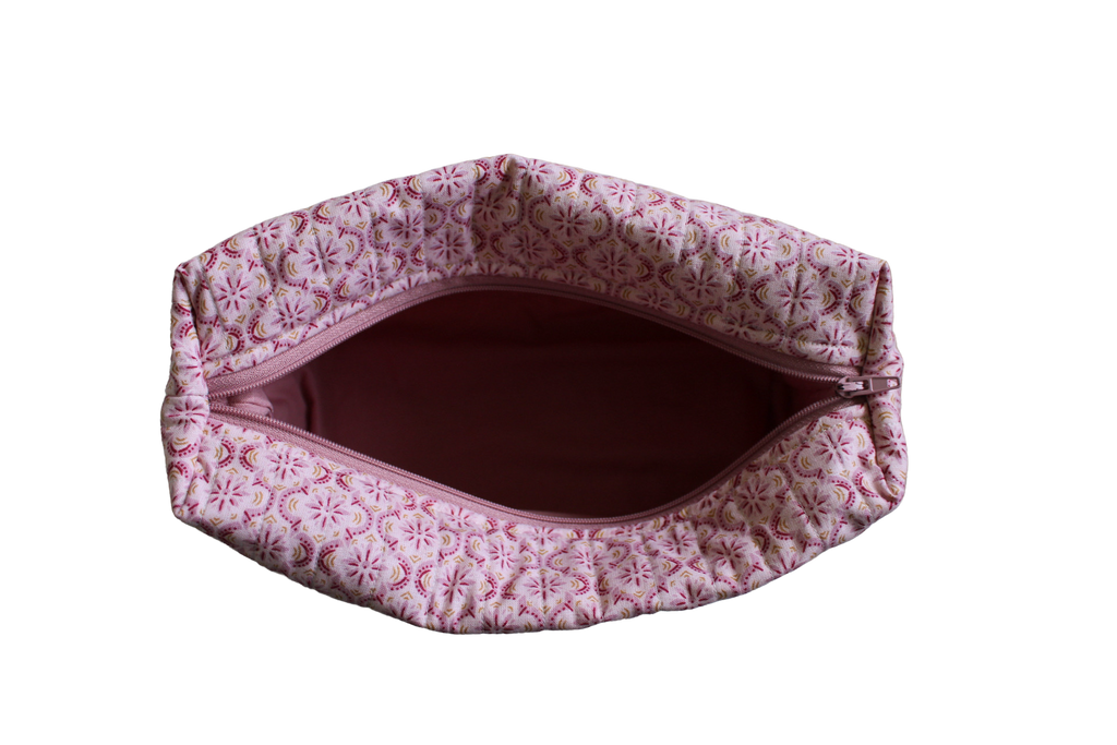 handmade cotton travel pouch pink