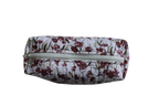 handmade cotton travel pouch white maroon flower