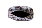handmade cotton travel pouch white maroon flower