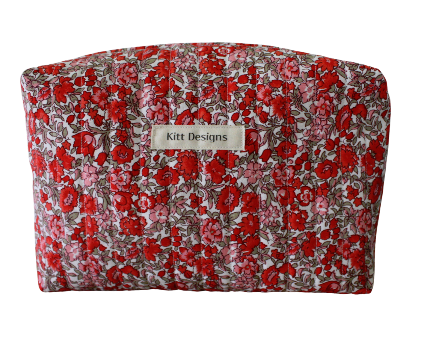 handmade cotton travel pouch pink red flower