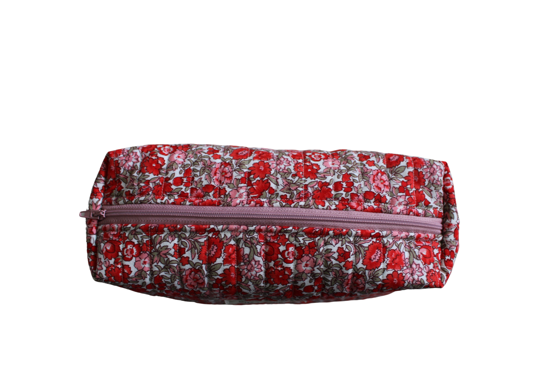 handmade cotton travel pouch pink red flower
