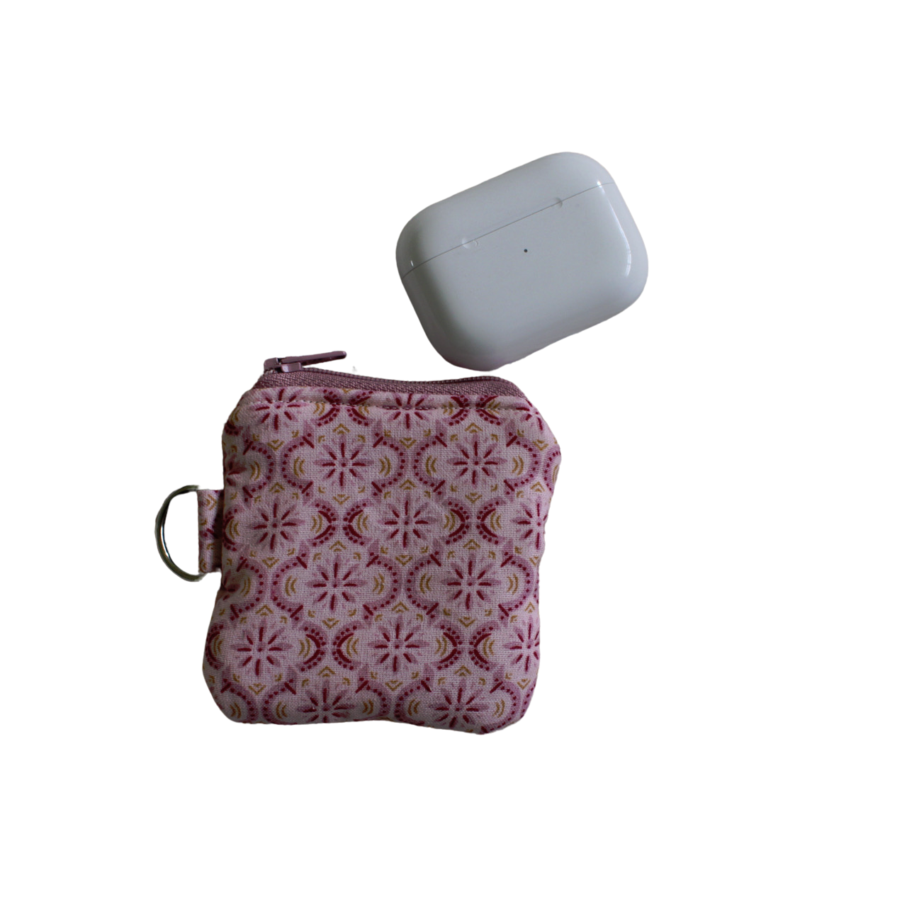 handmade cotton AirPod pouch pink red flower