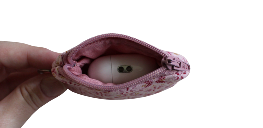 handmade cotton AirPod pouch pink red flower