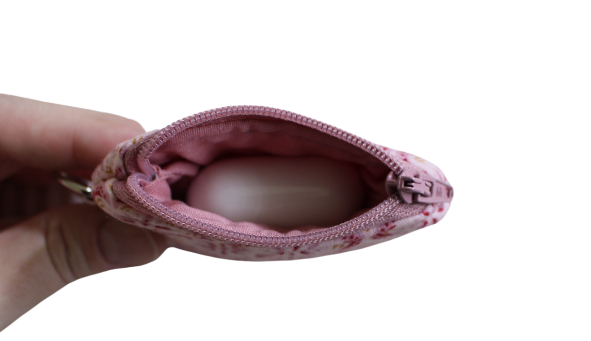 handmade cotton AirPod pouch pink red flower