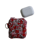 handmade cotton AirPod pouch pink red flower