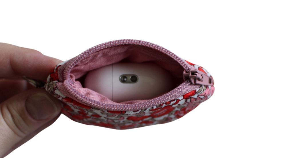 handmade cotton AirPod pouch pink red flower