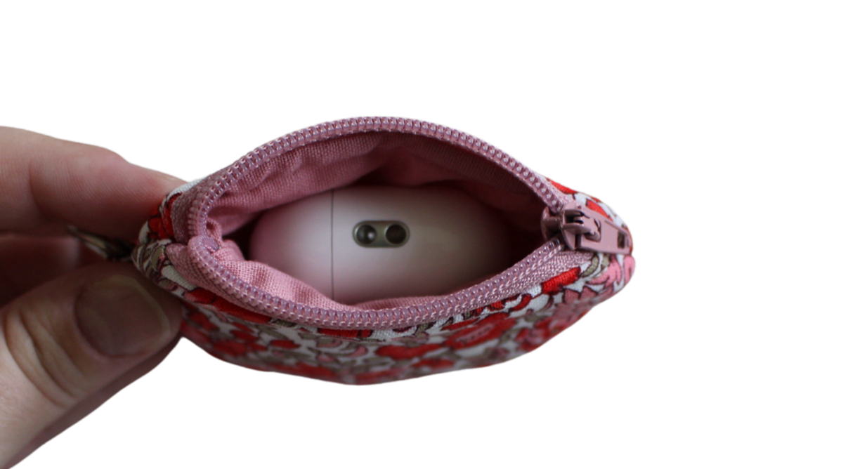 handmade cotton AirPod pouch pink red flower