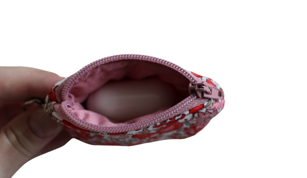 handmade cotton AirPod pouch pink red flower