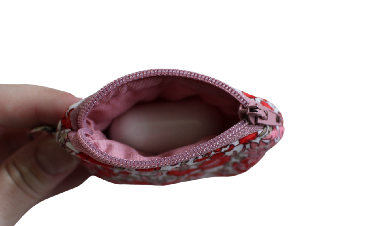 handmade cotton AirPod pouch pink red flower