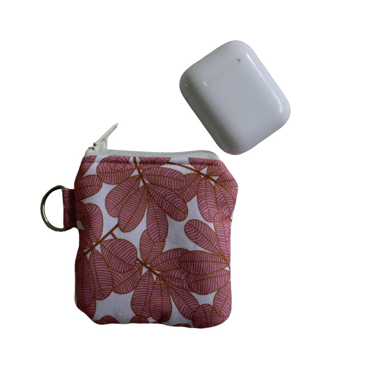 handmade cotton AirPod pouch pink white leaf