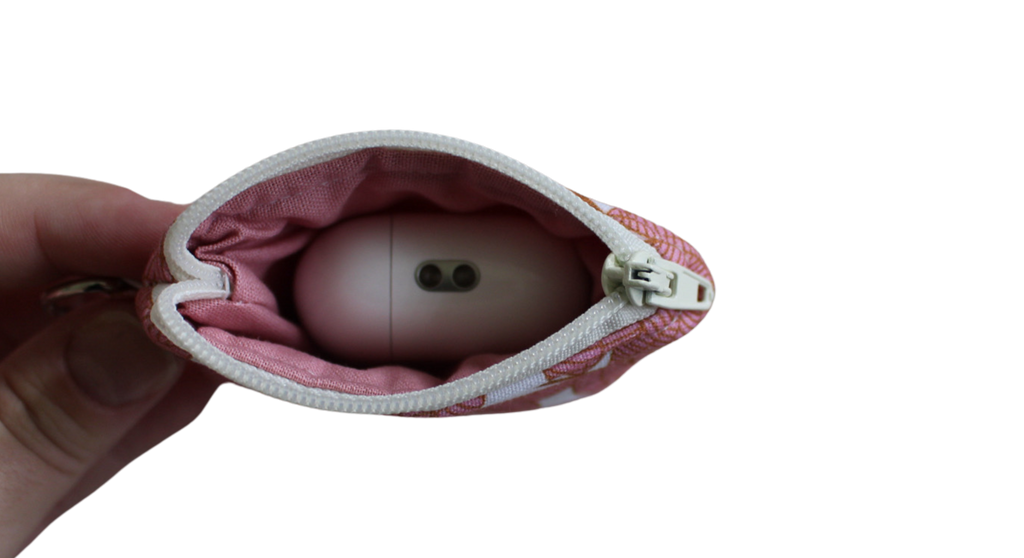 handmade cotton AirPod pouch pink white leaf