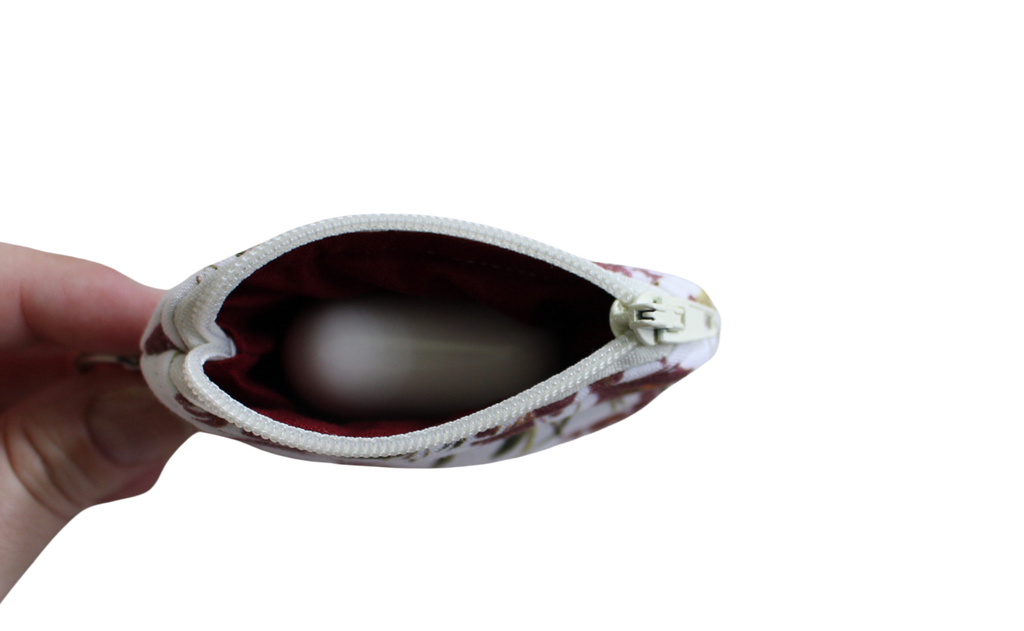 handmade cotton AirPod pouch white maroon flower