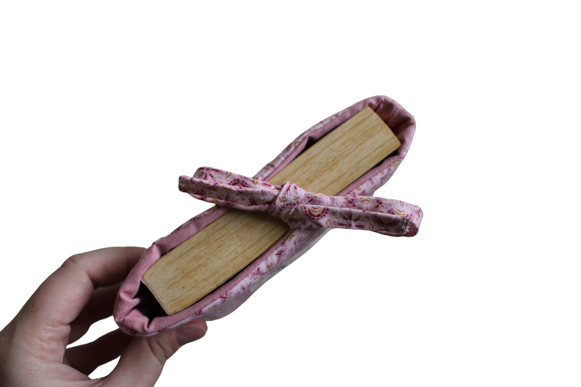 handmade cotton small book sleeve tie pink