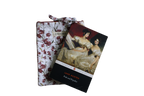 handmade cotton small book sleeve tie white flowers maroon pride and prejudice 