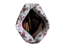 handmade cotton beauty pouch maroon white flower makeup