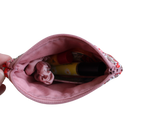 handmade cotton coin pouch red pink flower
