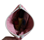 handmade cotton coin pouch pink white leaf
