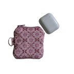 handmade cotton AirPod pouch pink red flower