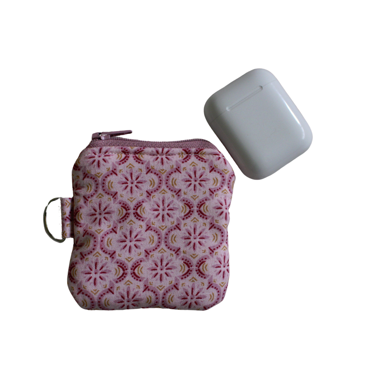 handmade cotton AirPod pouch pink red flower