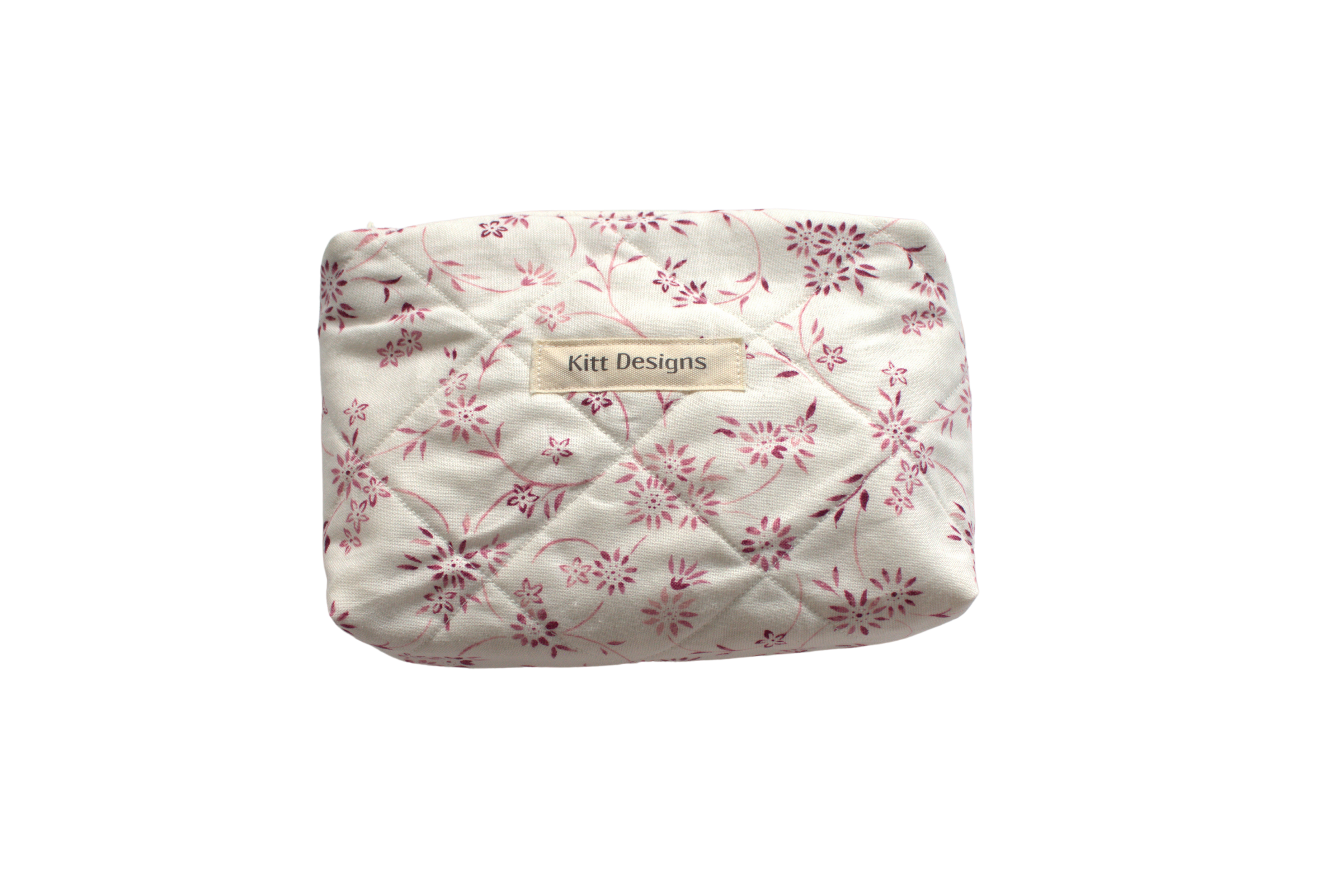 handmade cotton mini pouch pink white flower 