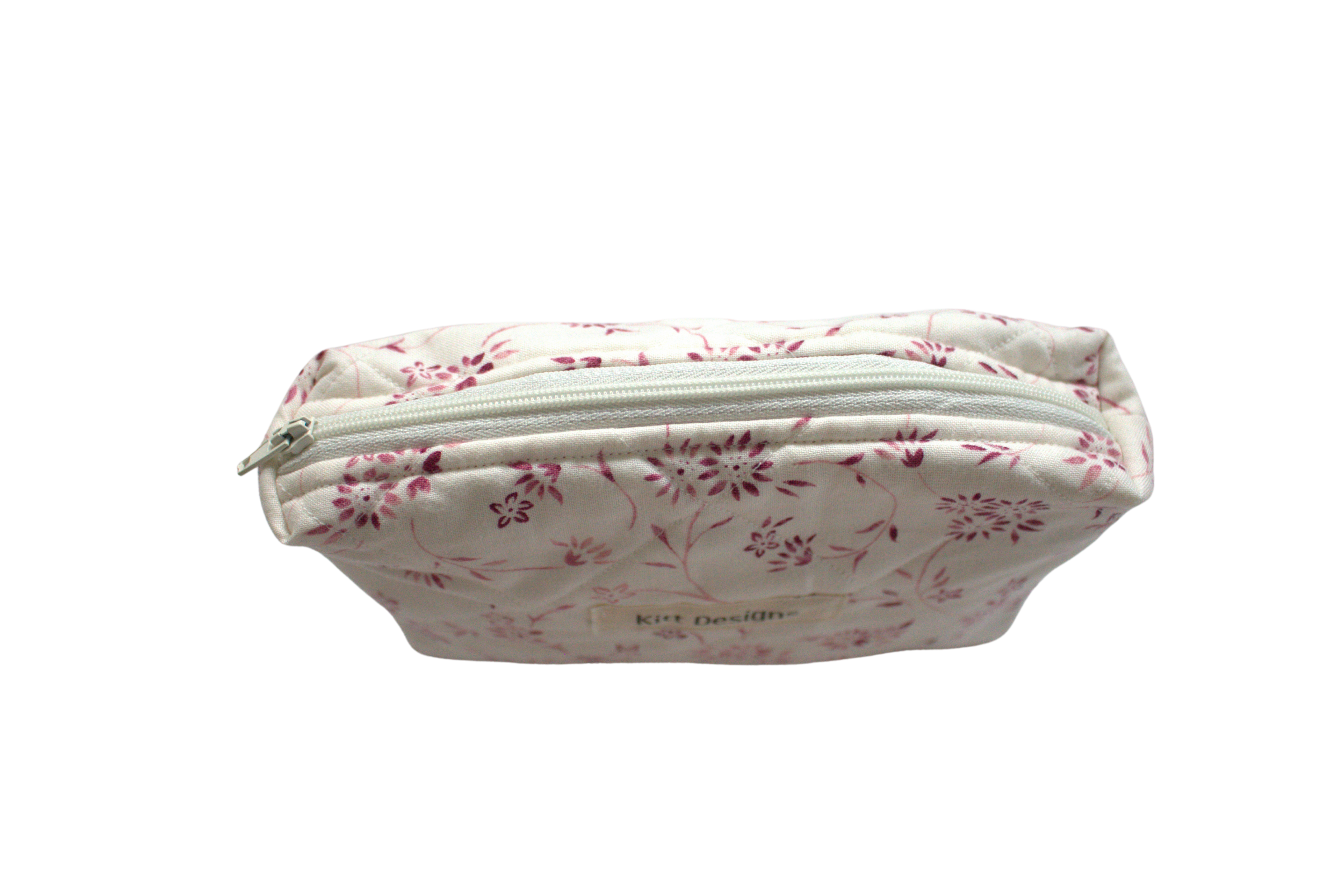 handmade cotton mini pouch pink white flower 