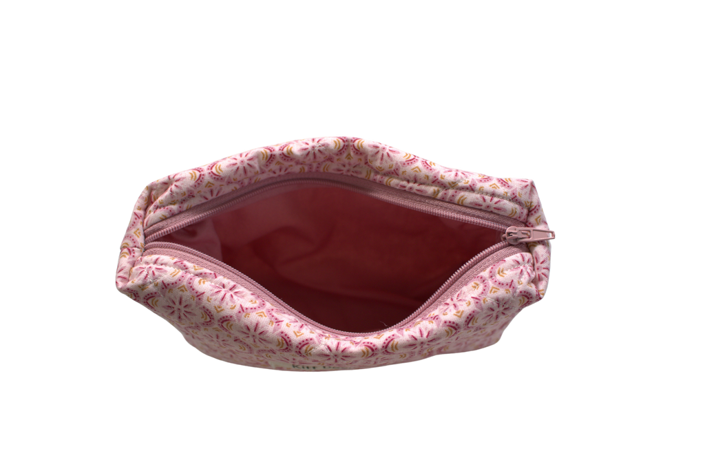 handmade cotton mini pouch pink