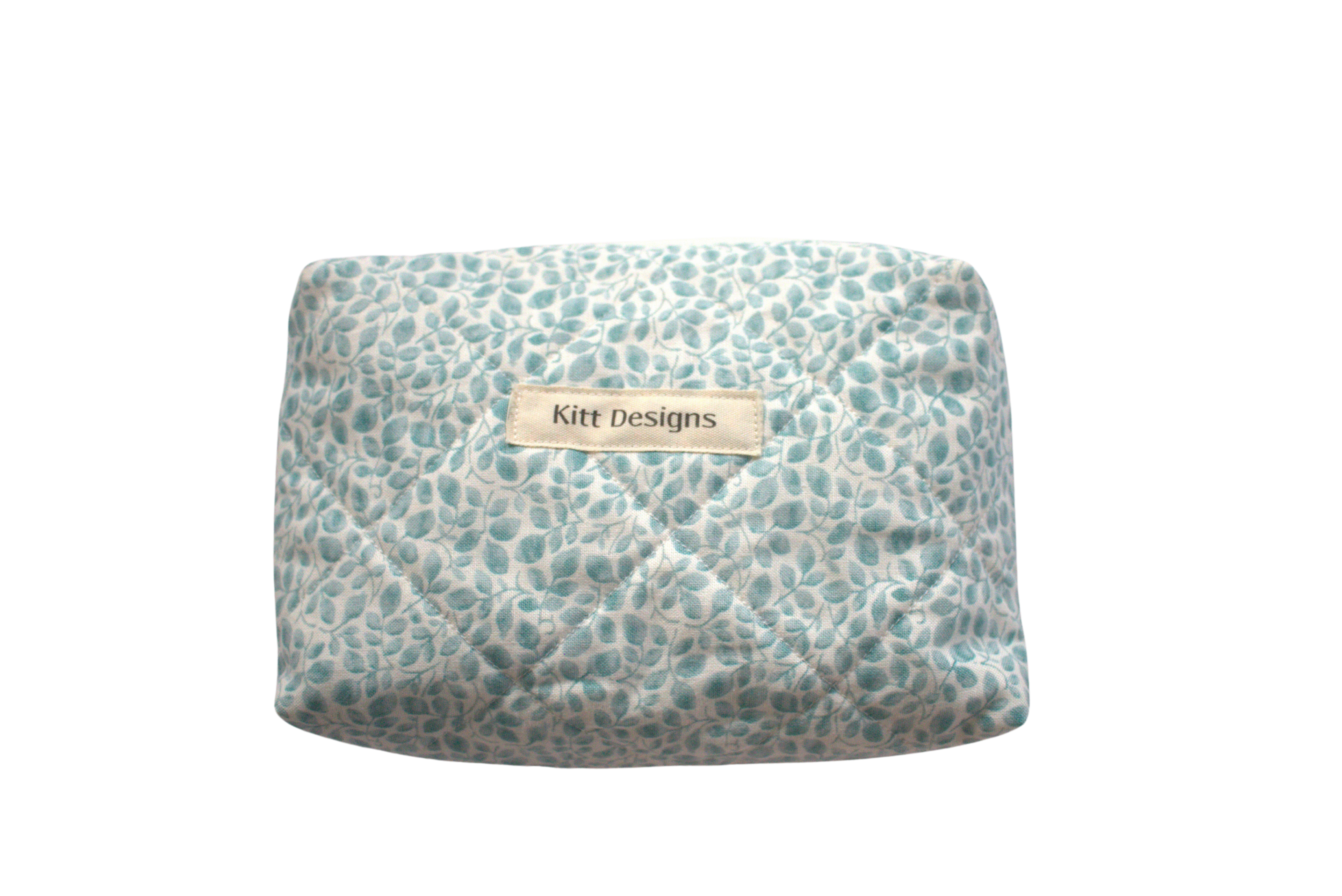 handmade cotton mini pouch blue white leaf 