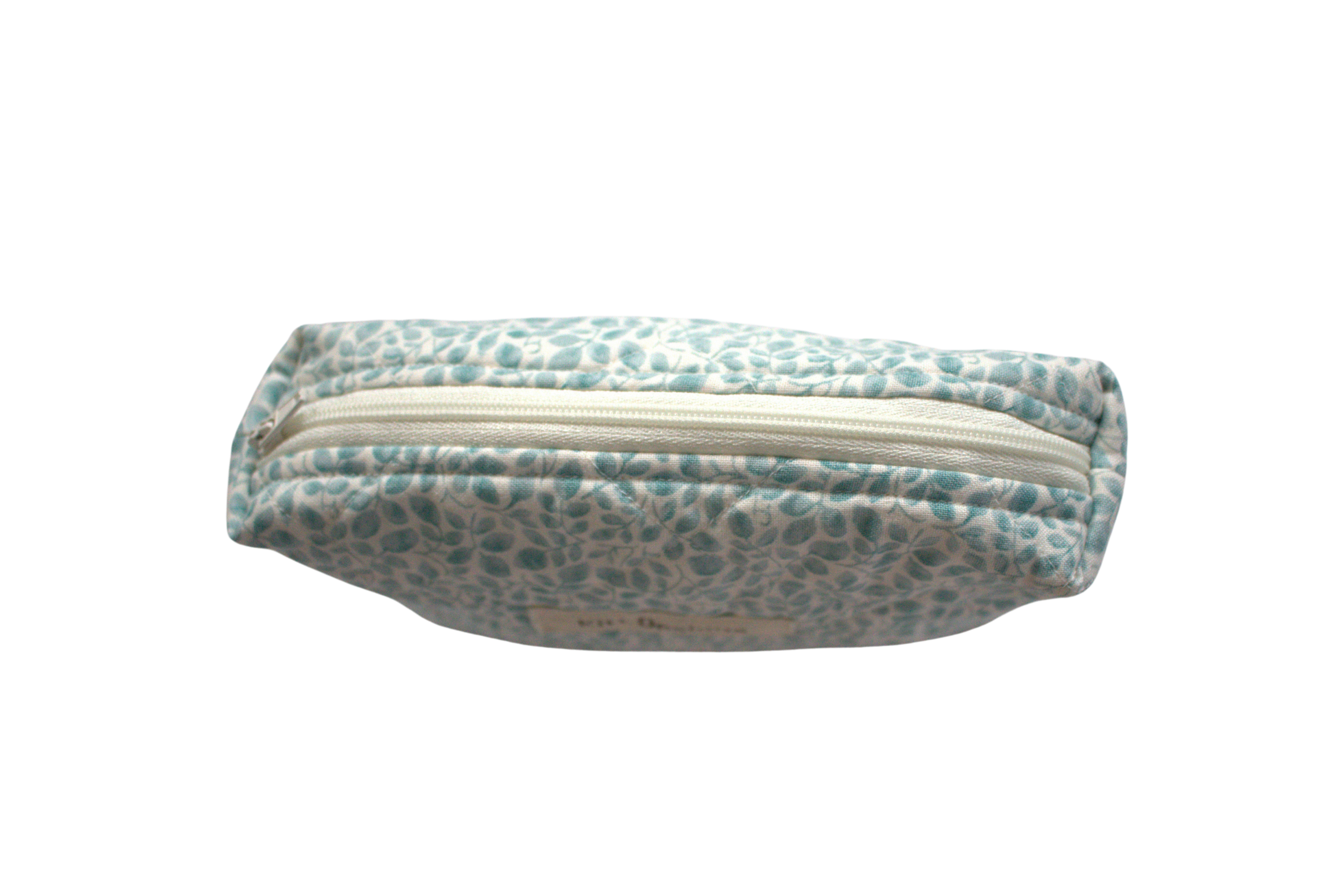 handmade cotton mini pouch blue white leaf 