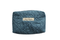 handmade cotton mini pouch blue leaf navy