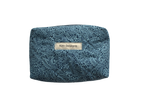 handmade cotton mini pouch blue leaf navy