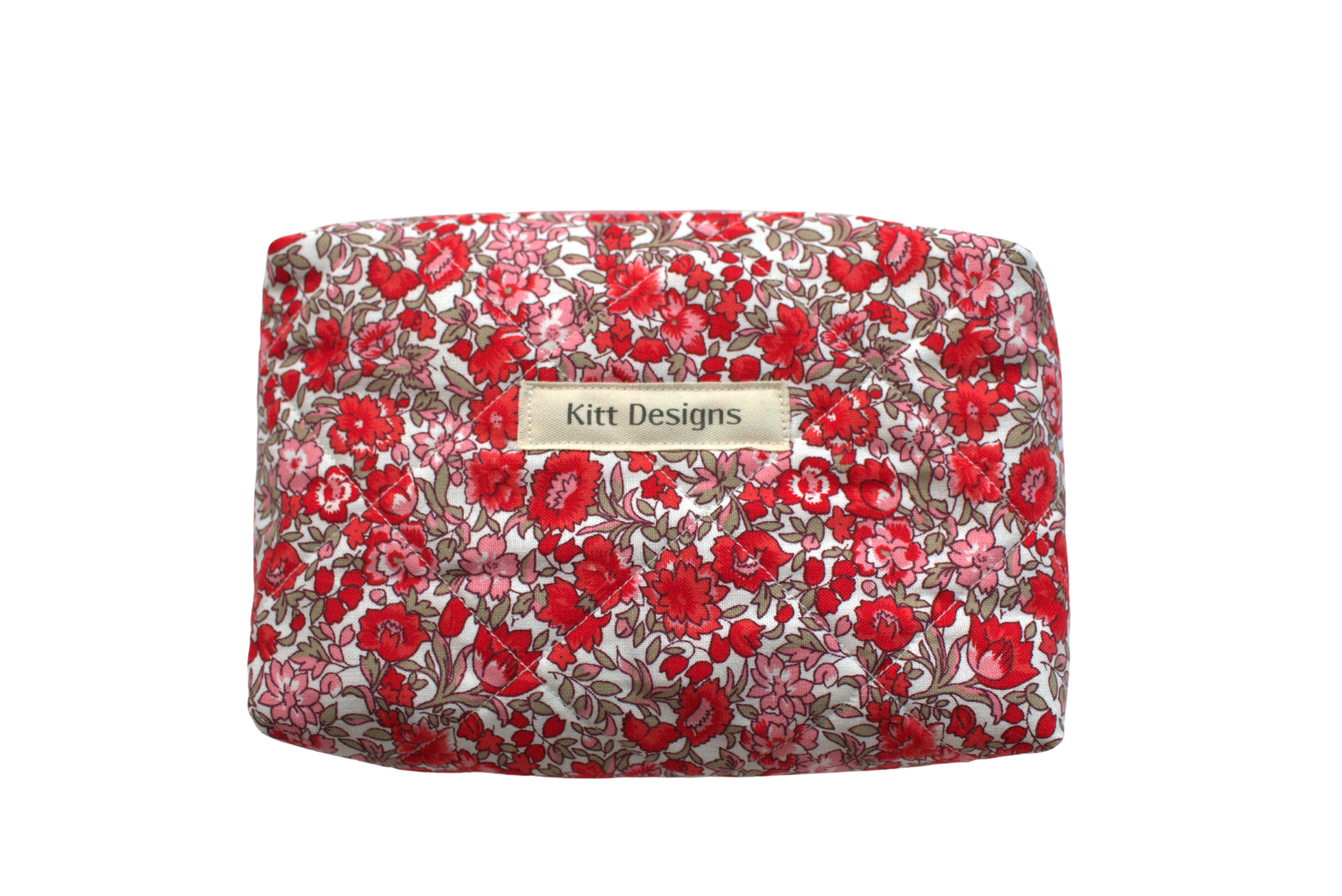 handmade cotton mini pouch pink red flowers