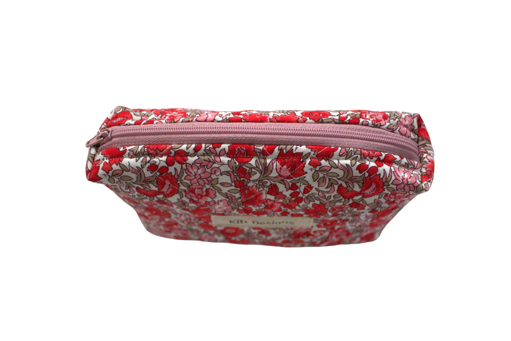 handmade cotton mini pouch pink red flowers