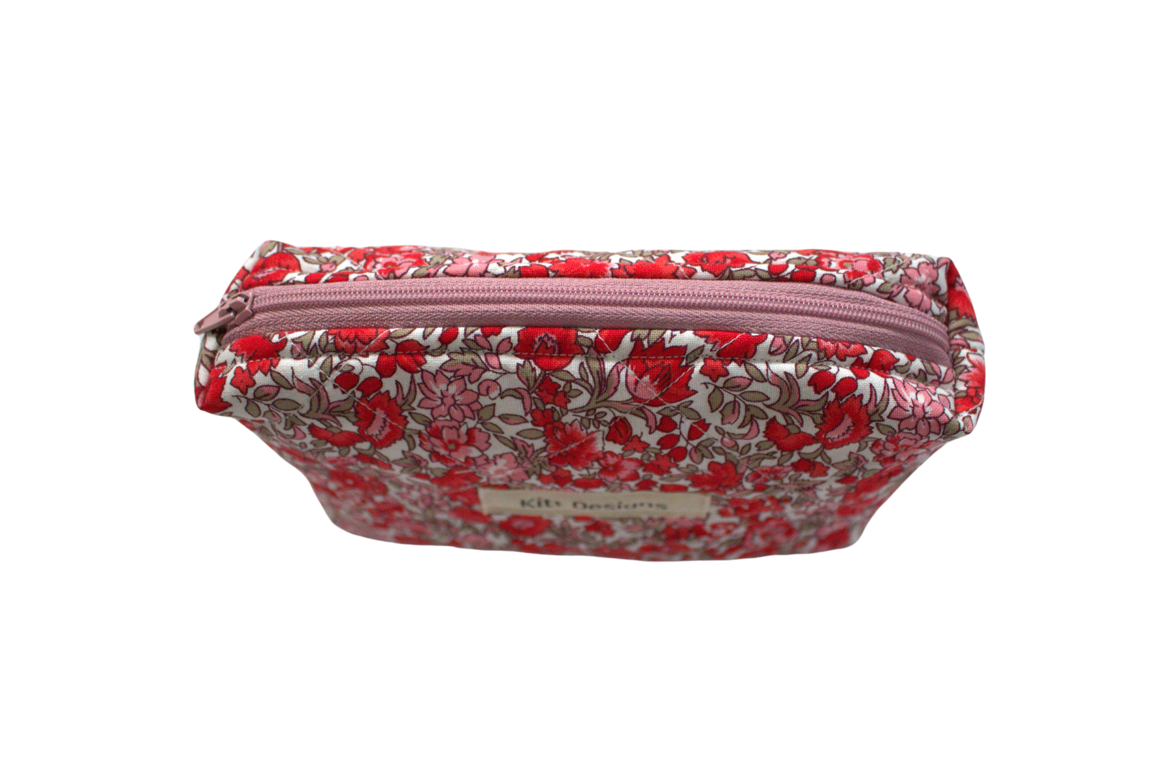 handmade cotton mini pouch pink red flowers